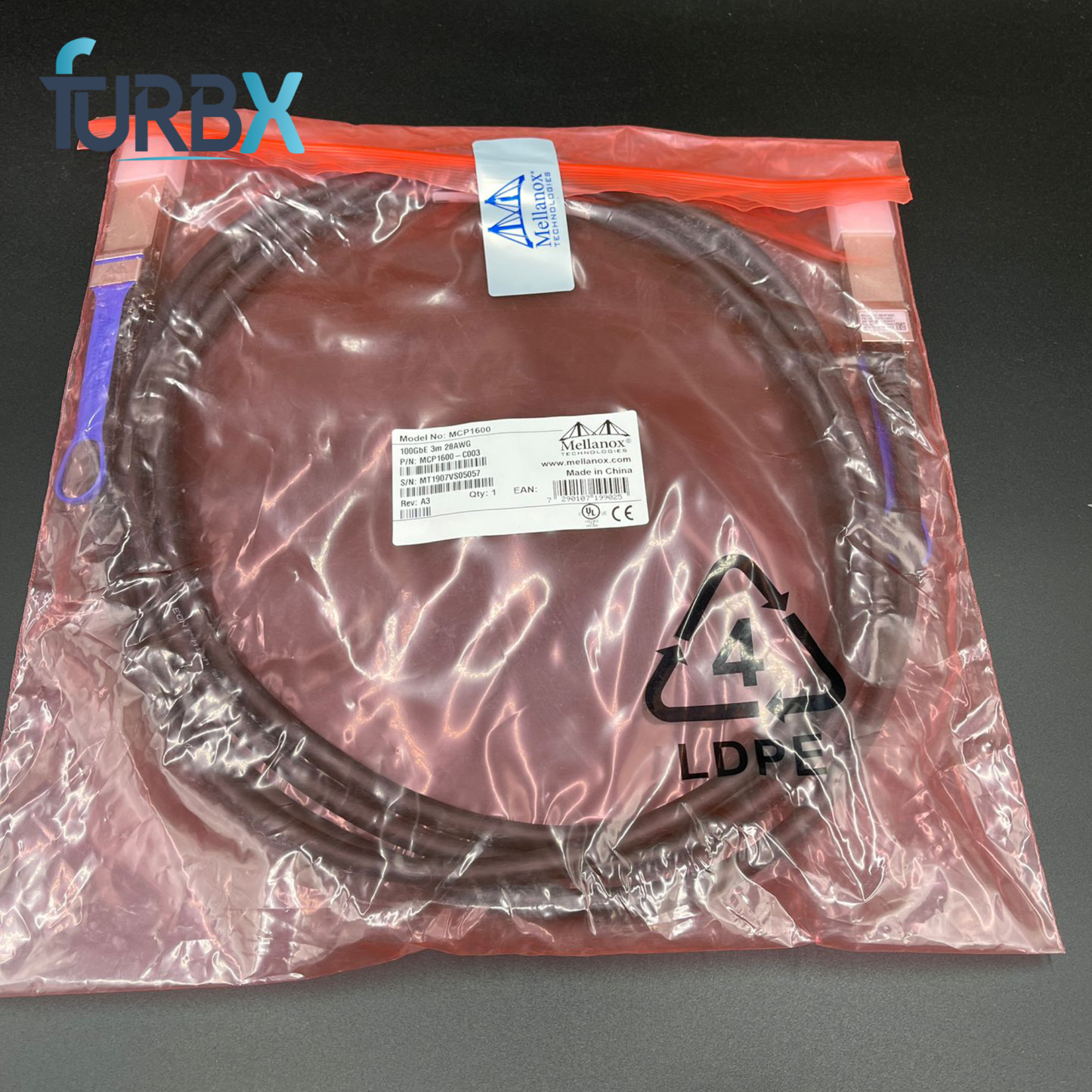 Lot of 19 Mellanox MCP1600-C003 100GbE QSFP28 30 AWG Passive Copper Cable 3m