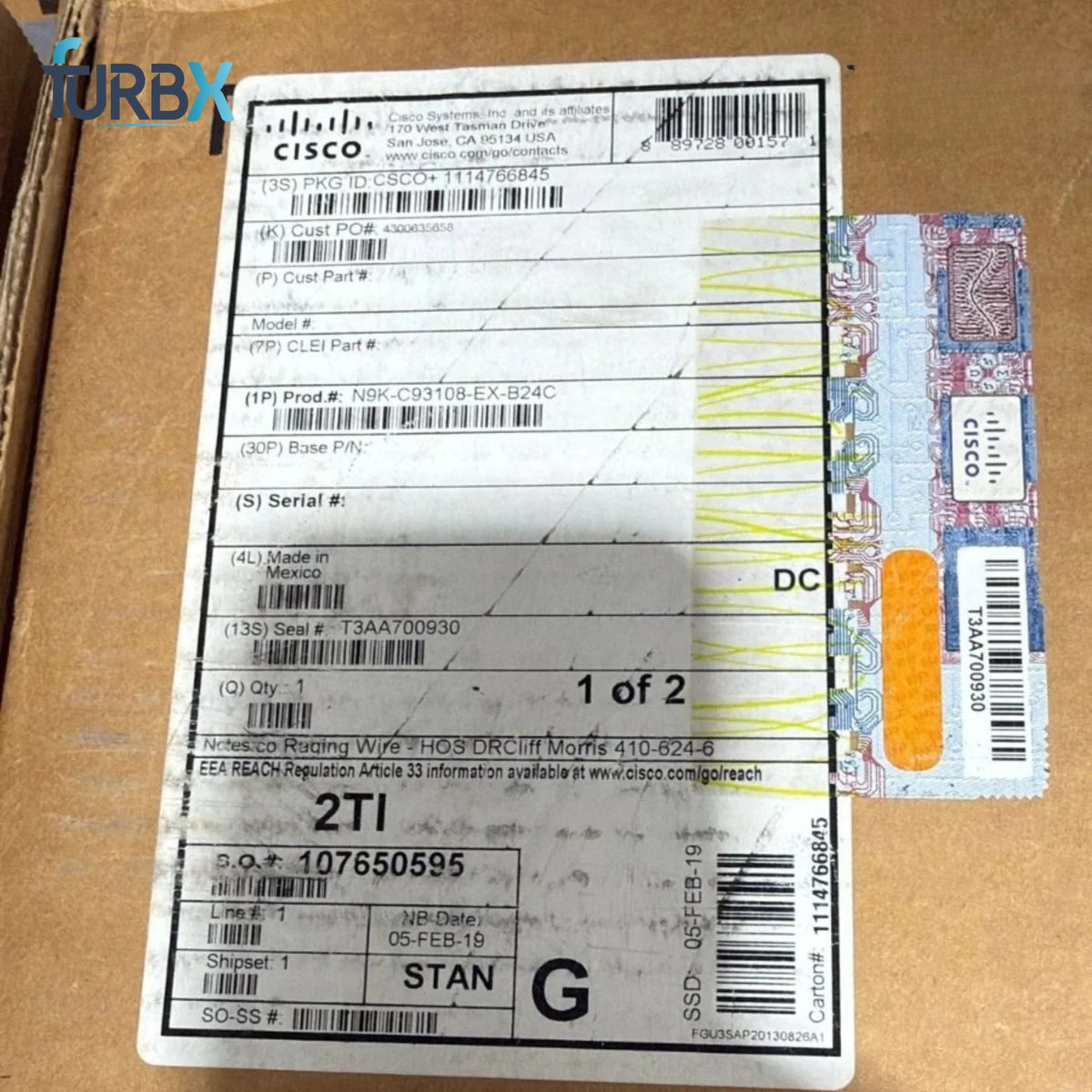 Lot of 2 Cisco Nexus 9000 N9K-C93108TC-EX 48x10G-T/6x100G QSFP28 Switch