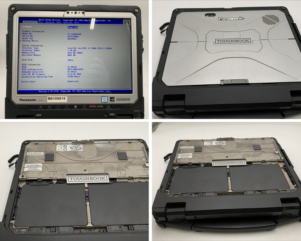 Lot of 177 Panasonic ToughBooks CF-33 Core i5-7th 8GB/16GB RAM No HDD & Adapter