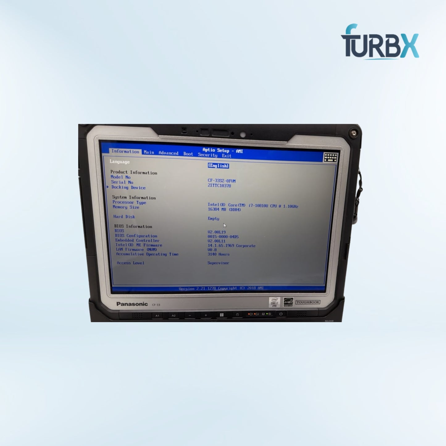 Panasonic Toughbook CF-33 i7-10810U 16GB RAM 256 SSD | Without Adapter