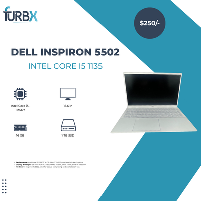 DELL INSPIRON 5502 Intel Core i5 1135G7 2.40 GHz | 16GB RAM | 1TB SSD
