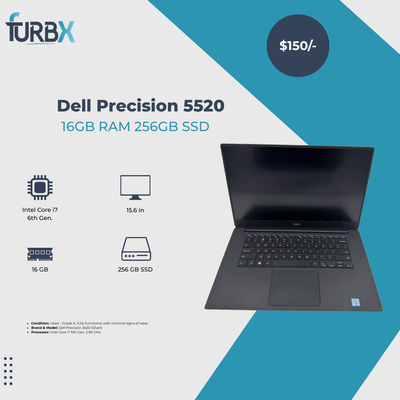 Dell Precision 5520 16GB RAM 256GB SSD Intel Core i7 6th Gen Without Adapter