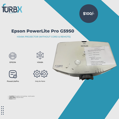 Epson PowerLite Pro G5950 H349A Projector (Without Cord & Remote) Only for Parts