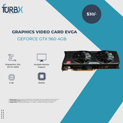 GRAPHICS VIDEO CARD EVGA GeForce GTX 960 4GB SSC GAMING ACX 2.0+