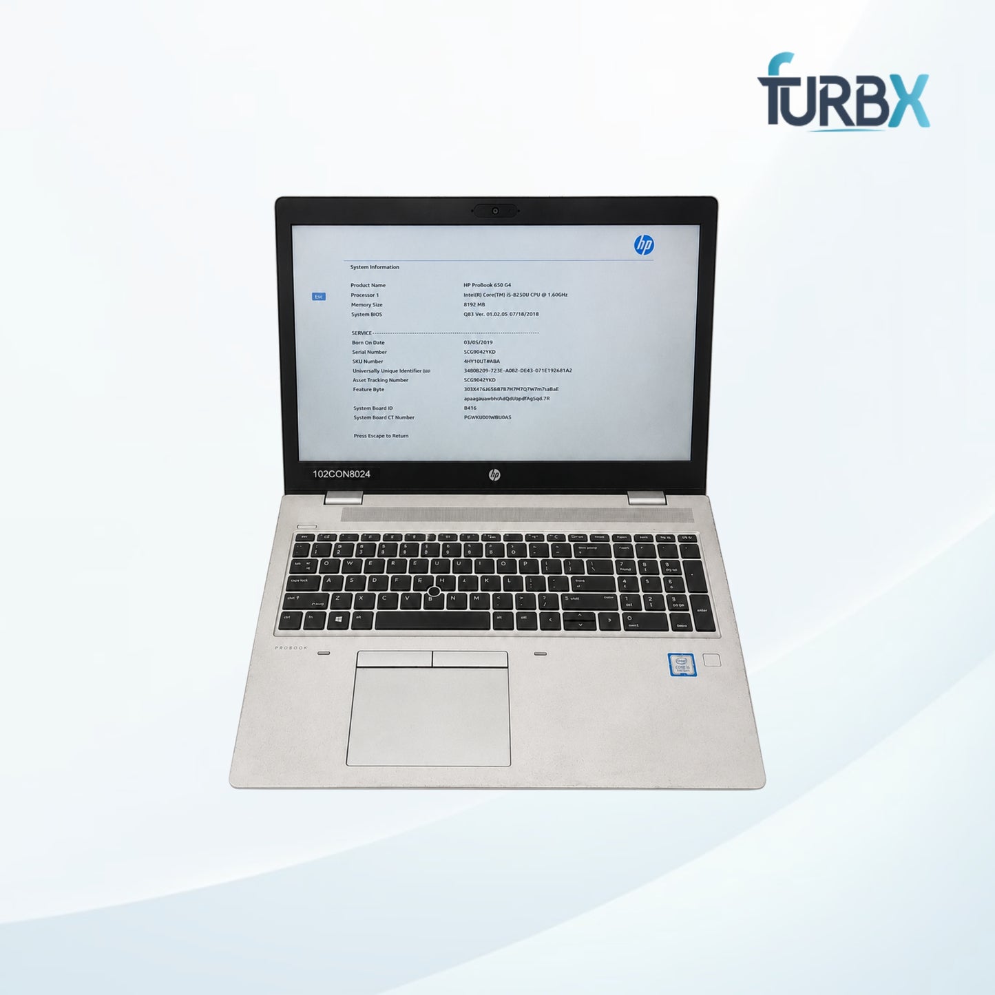 HP ProBook 650 G4 Core i5 8250U 8GB RAM 256GB SSD (Without Adapter)