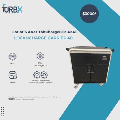 Lot of 6 AVer TabChargeCT2 A2A1 & LocknCharge Carrier 40 Charging Cart