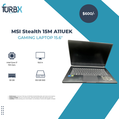 MSI Stealth 15M A11UEK Gaming Laptop 15.6" Intel Core i7 11375H 32GB 512GB