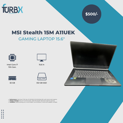 MSI Stealth 15M A11UEK Gaming Laptop 15.6" Intel Core i7 11375H 32GB 512GB