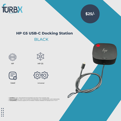 HP G5 USB-C Docking Station - Black (5TW10AA#ABA)