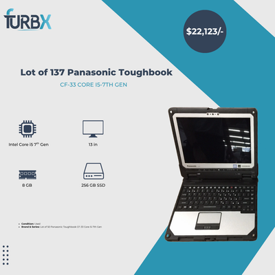 Lot of 137 Panasonic Toughbook CF-33, CF-54, FZ-55, FZ-G1 / Core i5 & i7