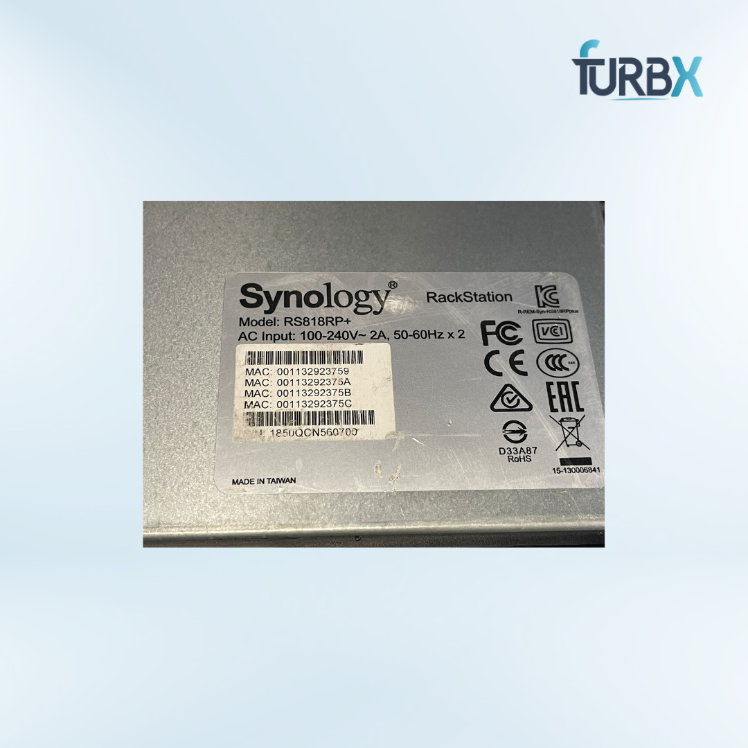 Synology RS818RP+ RackStation Quad Bay With Dual Power Supply Unit